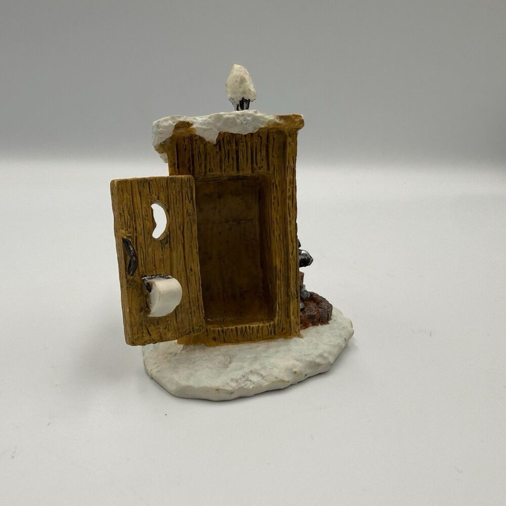 Vintage Miniature Outhouse Figurine Christmas Village Rustic Snow Water Pump